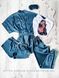 Комплект (піжама та халат) жіночий шовковий з принтом Wine зелений 1463907104 фото 1