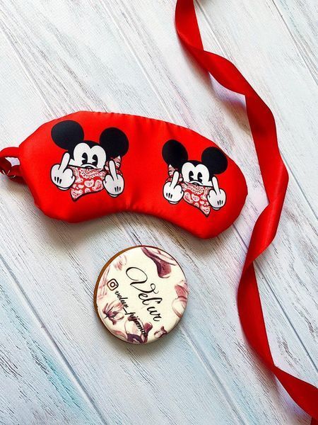 Піжама (шорти та майка) жіноча шовкова з принтом Mickey Mouse червона 1230386203 фото