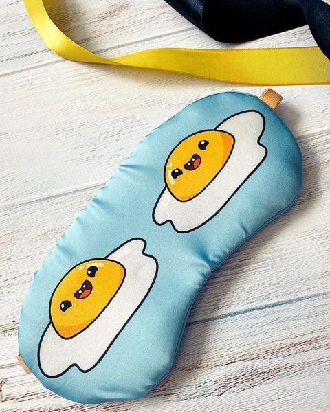 Піжама (шорти та майка) жіноча шовкова з принтом Im so egg-cited блакитна 1234271560 фото
