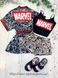 Піжама (шорти та майка) жіноча шовкова з принтом Marvel чорна 1584755488 фото 2