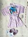 Комплект (піжама та халат) жіночий шовковий з принтом Stitch бузковий 1476604316 фото 5