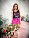 Комплект (піжама 2 шт. і халат) жіночий шовковий з принтом Barbie чорний 1627316841 фото 4