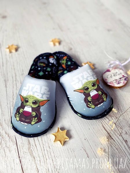 Комплект (піжама та халат) жіночий шовковий з принтом Star Wars синій 1429528493 фото