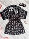 Комплект (піжама та халат) жіночий шовковий з принтом Karl who чорний 1402092400 фото 5