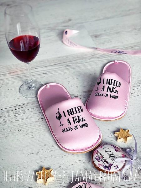 Комплект (піжама та халат) жіночий шовковий з принтом Wine рожевий 1440099518 фото